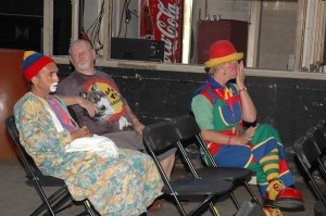 Clowns relax offstage