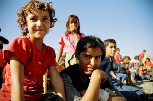 Children near the Albanian border