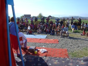 Stage area on gravel